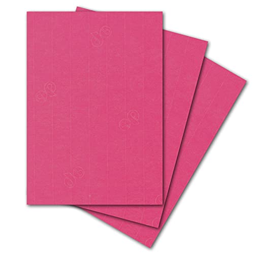 ARTOZ 25x Bastelpapier - Fuchsia - DIN A4 297 x 210 mm - 220 Gramm pro m² - Edle Egoutteur-Rippung - Hochwertiges Designpapier Urkundenpapier Bastelkarton von ARTOZ