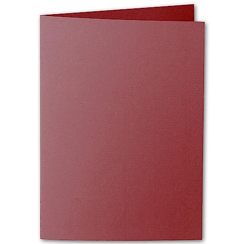 ARTOZ 25x DIN A5 Faltkarten - Weinrot (Rot) gerippt 148 x 210 mm Klappkarten hochdoppelt - Blanko Doppelkarte mit 220 g/m² edle Egoutteur-Rippung von ARTOZ