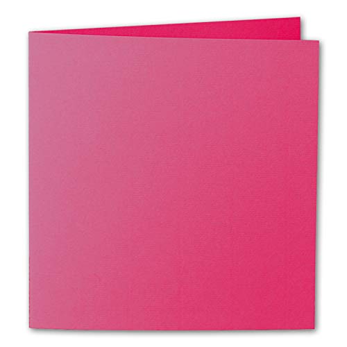 ARTOZ 25x Faltkarten quadratisch - Fuchsia (Pink) - 155 x 155 mm Karten blanko zum Selbstgestalten - 220 g/m² gerippt von ARTOZ