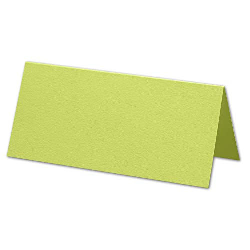 ARTOZ 25x Tischkarten - Limette (Grün) - 45 x 100 mm blanko Platz-Kärtchen - Faltkarten für festliche Tafel - Tischdekoration - 220 g/m² gerippt von ARTOZ