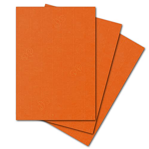 ARTOZ 50x Bastelpapier - Mandarin - DIN A4 297 x 210 mm - 220 Gramm pro m² - Edle Egoutteur-Rippung - Hochwertiges Designpapier Urkundenpapier Bastelkarton von ARTOZ