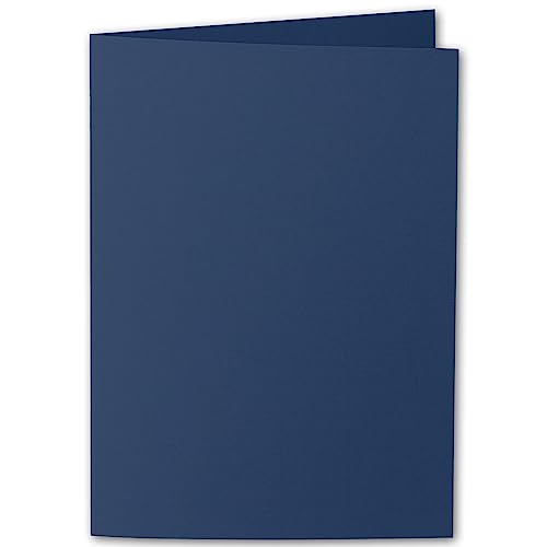 ARTOZ 50x DIN A5 Faltkarten - classic blue (Blau) gerippt 148 x 210 mm Klappkarten hochdoppelt - Blanko Doppelkarte mit 220 g/m² edle Egoutteur-Rippung von ARTOZ