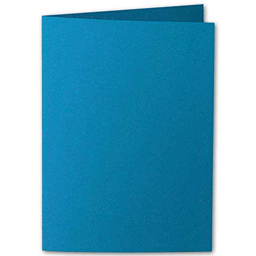 ARTOZ 50x DIN B6 Faltkarten - Petrol (Blau) gerippt 120 x 169 mm Klappkarten blanko - Karten zum selbstgestalten mit 220 g/m² edle Egoutteur-Rippung - Serie 1001 von ARTOZ