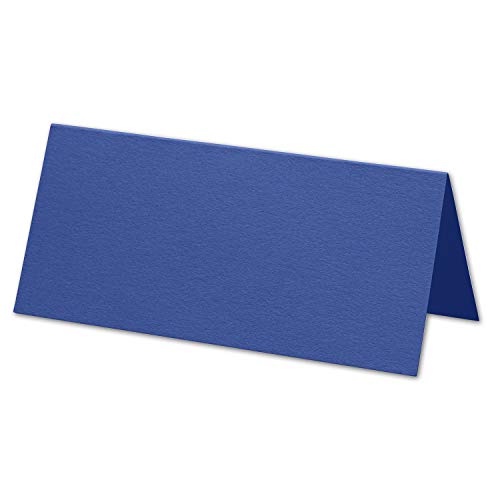 ARTOZ 50x Tischkarten - Royal (Blau) - 45 x 100 mm blanko Platz-Kärtchen - Faltkarten für festliche Tafel - Tischdekoration - 220 g/m² gerippt von ARTOZ
