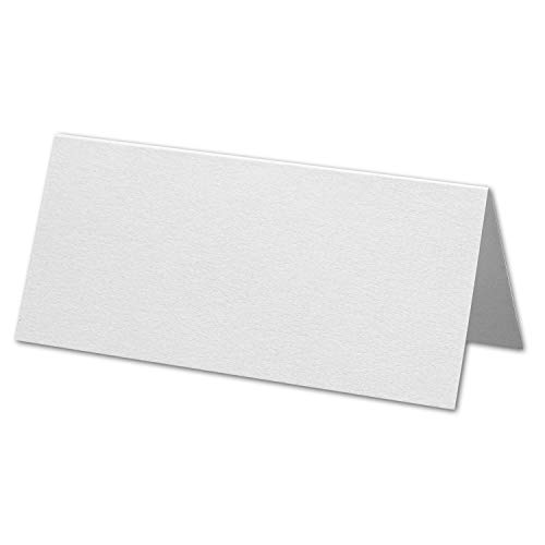 ARTOZ 75x Tischkarten - Blütenweiß (Weiß) - 45 x 100 mm blanko Platz-Kärtchen - Faltkarten für festliche Tafel - Tischdekoration - 220 g/m² gerippt von ARTOZ