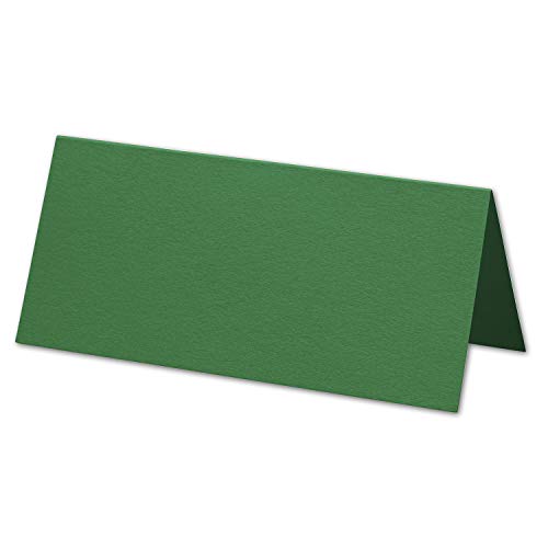 ARTOZ 75x Tischkarten - Tannengrün (Grün) - 45 x 100 mm blanko Platz-Kärtchen - Faltkarten für festliche Tafel - Tischdekoration - 220 g/m² gerippt von ARTOZ
