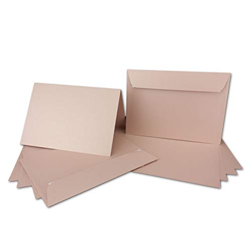 ARTOZ NORDANA 50x DIN A5 Faltkarten-Set mit DIN C5 Umschlägen - rose glow - 300 g/m² - 14,8 x 21 cm - schimmerndes Papier zum Basteln & Drucken von ARTOZ