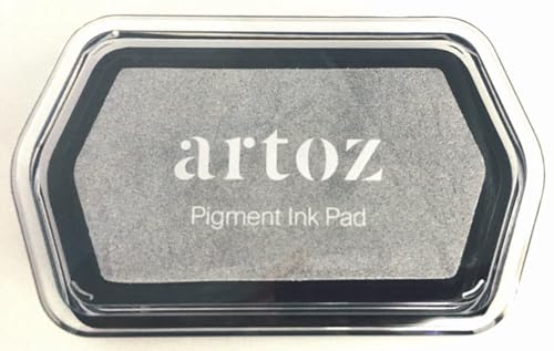 Artoz Stempelkissen in Silber Metallic – 110 x 68 x 18 mm – metallische Stempelkissen-Farbe zum Stempeln auf Papier, Karten für Einladungen, Grüße oder zur Hochzeit von ARTOZ