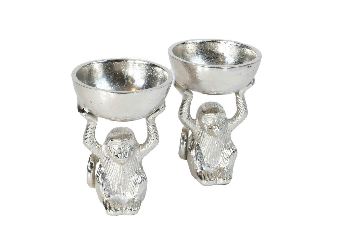ARTRA Dekoobjekt Deko Figur Affe "Cheeta" 2er Set silber Schale Nusse Tischdeko (2 St) von ARTRA