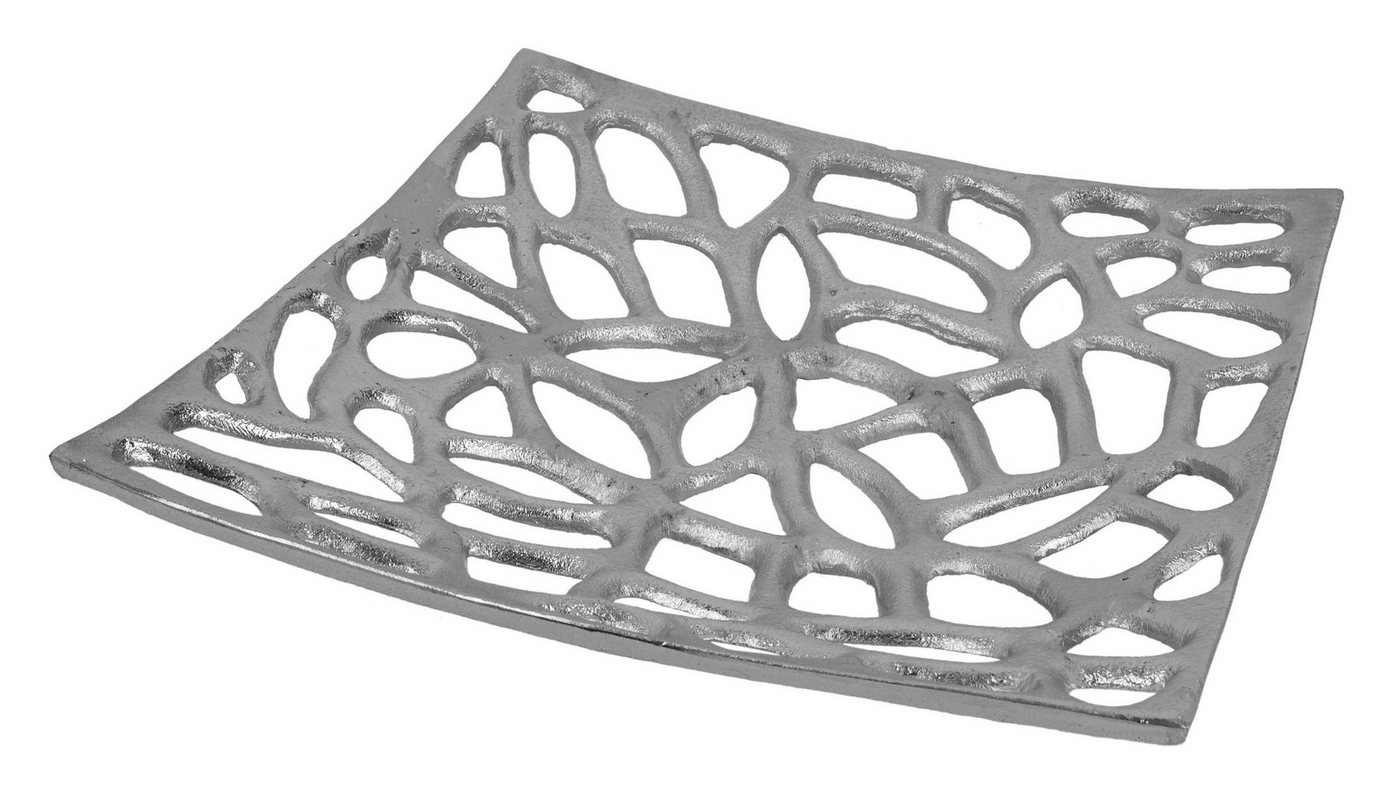 ARTRA Dekoschale Aluminium Fruchtschale"Alma" Silber quadratisch Dekoschale Korallen (1 St) von ARTRA