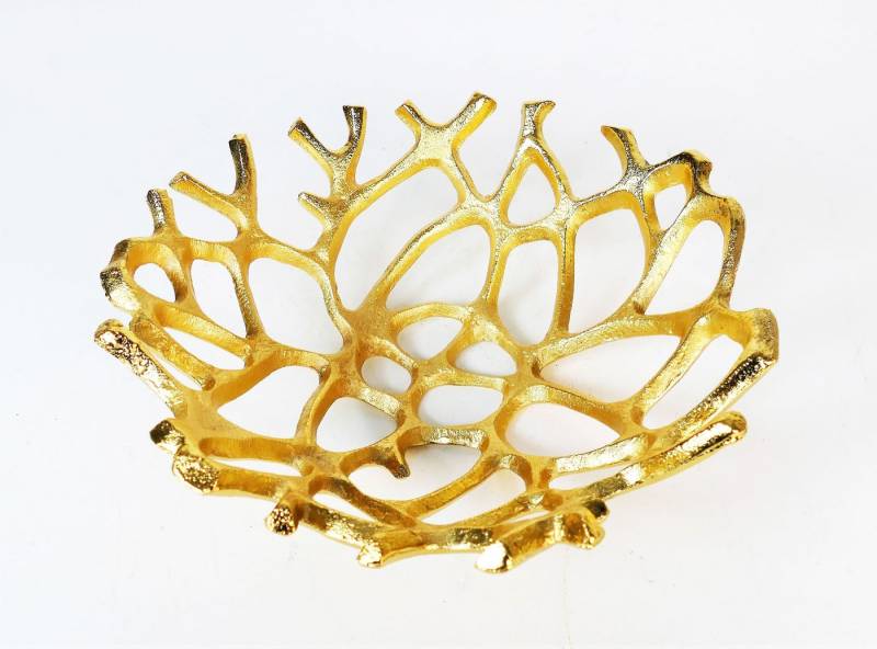 ARTRA Dekoschale Aluminium Schale "Carina" Größe: M in Gold rund Dekoschale Koralle (1 St) von ARTRA