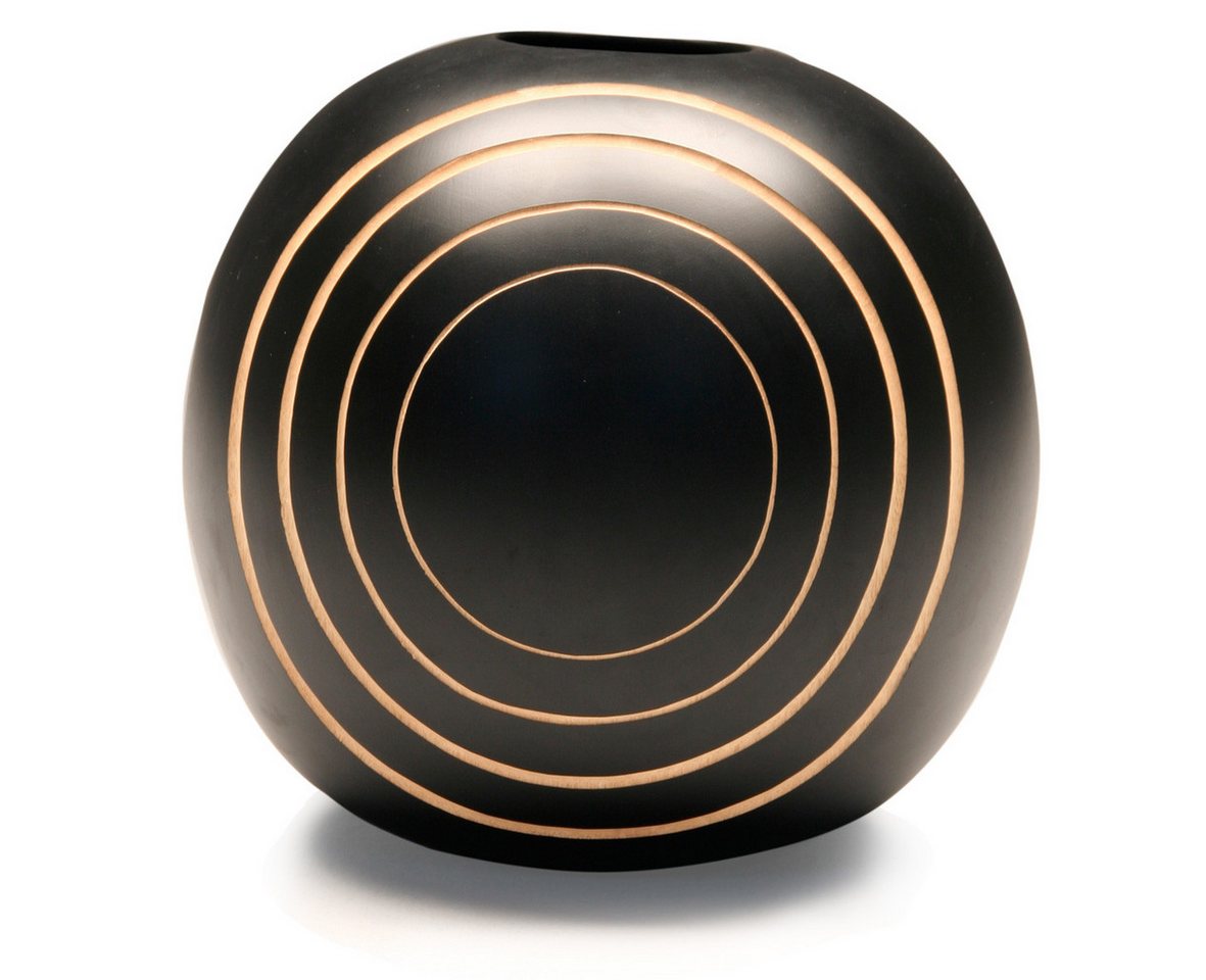 ARTRA Dekoschale Mango Holz Vase Motiv Saturn Designvase Geschenk Deko Objekt schwarz (1 St) von ARTRA