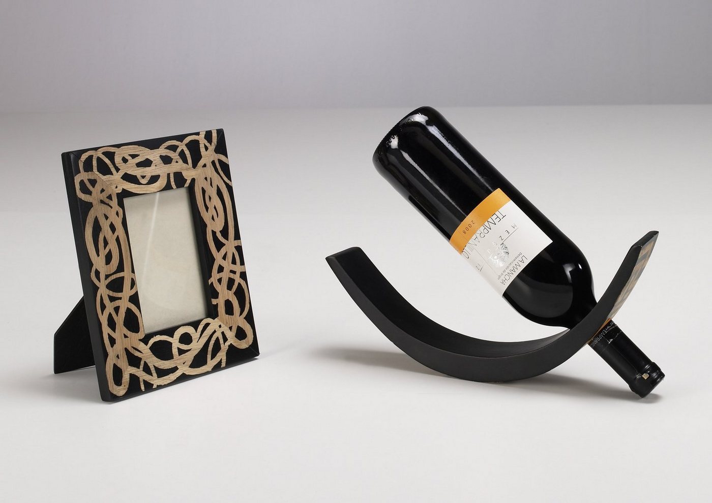 ARTRA Dekoschale Mangoholz Flaschenhalter & Bilderrahmen Set Afrika braun Design Kunst (2 St) von ARTRA