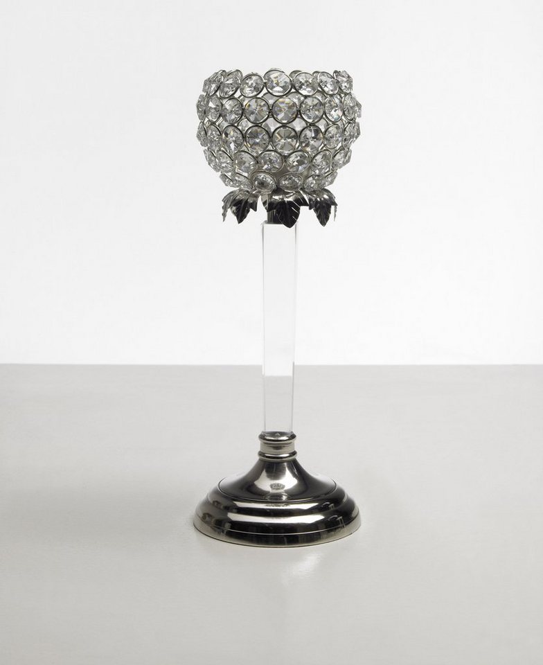 ARTRA Tischkerzenhalter Kristall Kerzenständer Teelichthalter Acryl silber Kerzenhalter (1 St) von ARTRA