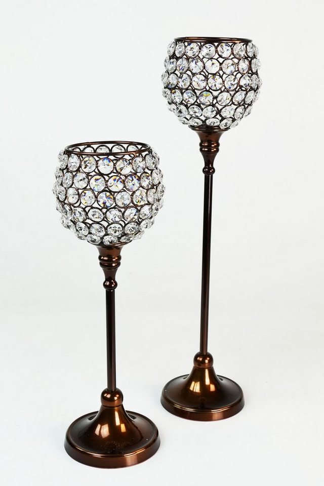 ARTRA Tischkerzenhalter Kristall Kerzenständer "Marie" 2er Set (Farbe: braun) Teelichthalter (2 St) von ARTRA