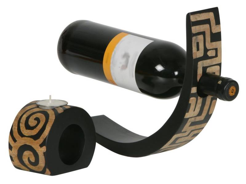 ARTRA Tischkerzenhalter Mangoholz Flaschenhalter Teelicht Set Afrika braun, Massivholz (2 St) von ARTRA