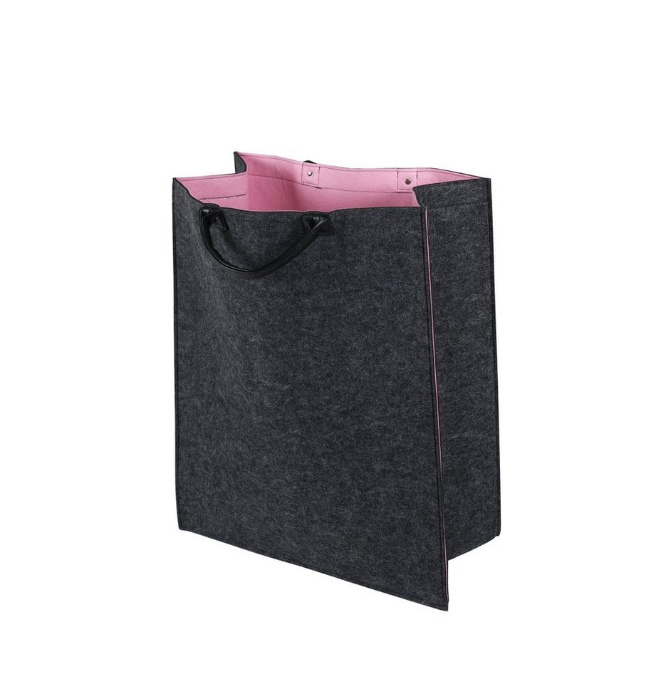 ARTRA Wäschetasche (1 St), Filztasche RITA grau, innen pink, Wäschesammler Wäschetaschen Wäschesack Wäschebox Multifunktionstasche Kaminholzkorb von ARTRA