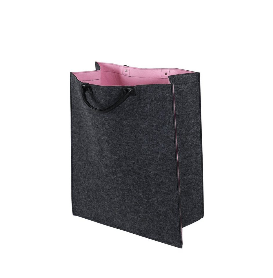 ARTRA Wäschetasche Filztasche RITA grau, innen pink, Wäschesammler Aufbewahrungskorb (1 St) von ARTRA