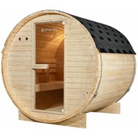 Artsauna Outdoor Fasssauna Spitzbergen 180 - 6 kW Ofen, Saunasteine & Zubehör - Saunafass aus Fichtenholz - Gartensauna - 4 Personen von ARTSAUNA