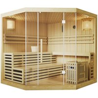 Artsauna Saunakabine Espoo200 Premium mit Harvia Ofen – 5 Personen – Hemlock Holz, Glasfront und LED Licht – Inkl. Thermometer & Sanduhr –Komplett Set von ARTSAUNA