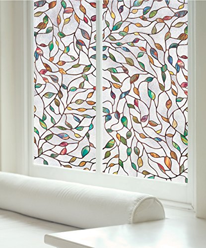 Artscape Fensterfolie, 61 x 92 cm, geätzt, Blatt-Design, transparent / Mehrfarbig von ARTSCAPE