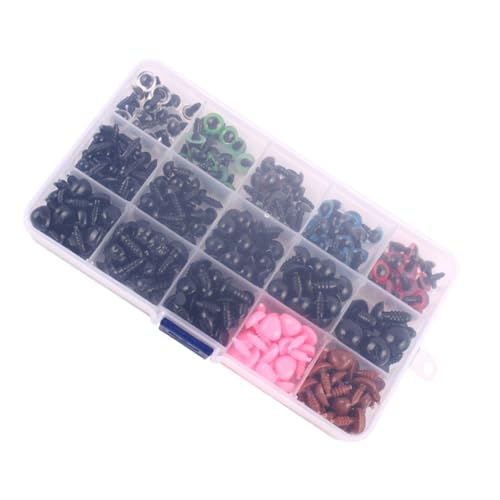 ARTSEWPLY 1 Karton DIY Sicherheitsaugen und Nasen aus Kunststoff für Häkeltiere und Plüschpuppen Sichere Bastelaccessoires für Puppen Amigurumi und Handwerksprojekte Fächer Aufbewahrungsbox von ARTSEWPLY