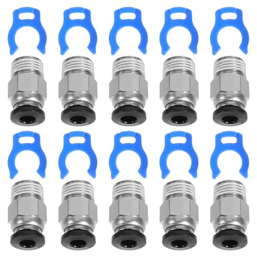 ARTSEWPLY 10 Sätze Pneumatischer Schnellverbinder Gewinderohr Drucker DIY Gerader Anschluss aus Robustem Metall und Kunststoff Kompatibel mit Extruder Effizienter Luftschlauchadapter Ersatz von ARTSEWPLY