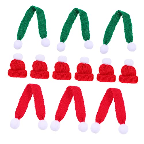 ARTSEWPLY 12 Stück Teiliges Weihnachtsdekor Set Mini Gestrickte Flaschenhauben und Kleine Schals Rot und Grün Verstellbar Liebevolle Xmas Flaschenverzierung für Festliche Tisch und von ARTSEWPLY