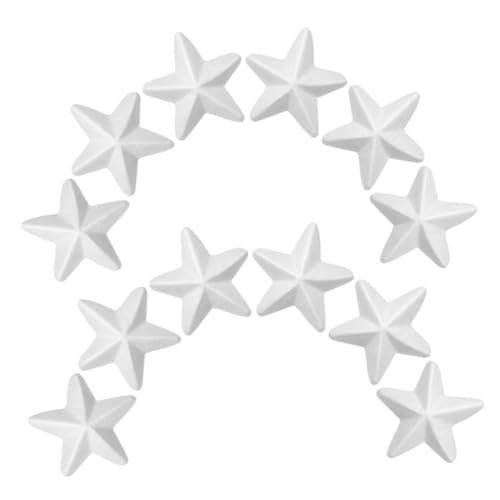 ARTSEWPLY 12 Stück Teiliges Weiße Schaumstoff Sterne Leichtes Bastelmaterial für DIY Dekorationen Langlebig und Formbeständig als Christbaumspitze Tischdeko und Party Accessoire von ARTSEWPLY