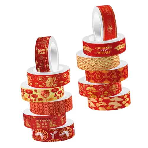ARTSEWPLY 12Rollen Washi Tape für Chinesisches Neujahr Dekoratives DIY Klebeband für Scrapbooking Geschenkverpackung und Bastelprojekte Multifunktionale Bastelbänder für Kreative Ideen von ARTSEWPLY
