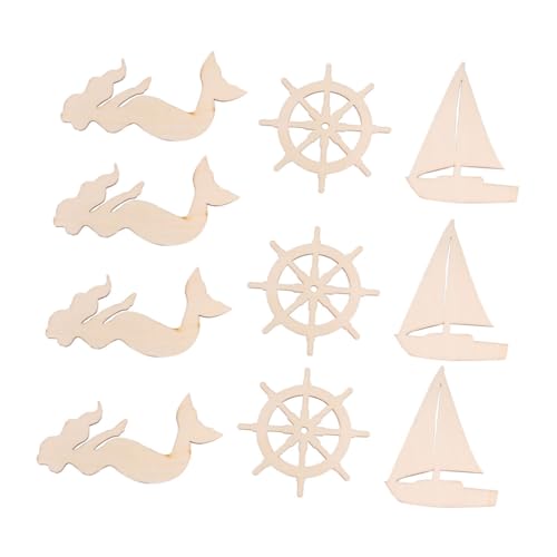 ARTSEWPLY 18 Stück Teiliges Holz Meerjungfrau und Segelboot Unbemalte Holzscheiben für DIY Bastelprojekte Vielseitige Küsten Deko für Geburtstag Party Heim und Festtagsgestaltung von ARTSEWPLY