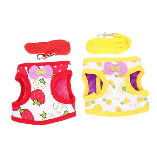 ARTSEWPLY 2 Sätze Kaninchen Geschirr mit Leine Verstellbar Atmungsaktiv Baumwollmaterial Niedliches Design mit Fruchtmotiven Geeignet für Kaninchen und Kleintiere Komfortabel und Langlebig von ARTSEWPLY