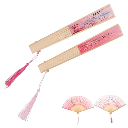 ARTSEWPLY 2 Stück Antiker Faltfächer Vintage Handfächer Klassische Faltfächer Traditioneller Fächer Chinesischer Stil Tragbarer Handfächer Antiker Stil Fächer Chemiefasertuch von ARTSEWPLY