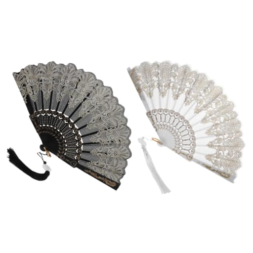 ARTSEWPLY 2 Stück Bestickte Chinesische Faltfächer mit Filigranem Muster Leicht Handlich für Tanz Party und Traditionelle Anlässe Inklusive Weißer und Schwarzer Fächer ARTSEWPLY 2 Stück Bestickte Chinesische Faltfächer mit Filigranem Muster Leicht Handlich für Tanz Party und Traditionelle Anlässe Inklusive Weißer und Schwarzer Fächer von ARTSEWPLY