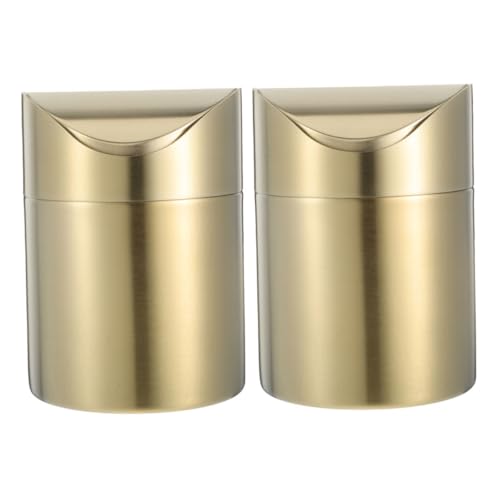 ARTSEWPLY 2 Stück Desktop-Mülleimer Schreibtisch-Mülleimer mit Deckel Desktop Tischabfallkorb für Schreibtisch Mini Rostfreier Stahl Golden ARTSEWPLY 2 Stück Desktop-Mülleimer Schreibtisch-Mülleimer mit Deckel Desktop Tischabfallkorb für Schreibtisch Mini Rostfreier Stahl Golden von ARTSEWPLY
