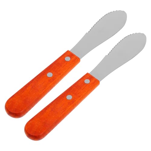 ARTSEWPLY 2 Stück Edelstahl Buttermesser mit Holzgriff Gezahnte Klinge Cremiger Aufstrichspatel für Tortencreme Einstreichen Kuchen und Käseverteiler Spülmaschinenfreundlich Backzubehör von ARTSEWPLY