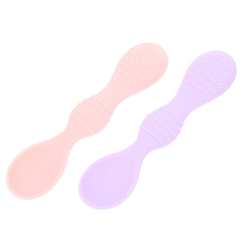 ARTSEWPLY 2 Stück Flexibel Für Brei und Selbstfütterung Kleinkinder Esslernlöffel frei In Rosa und Lila Für Junge Mädchen mit Zahnungsschmerzen von ARTSEWPLY