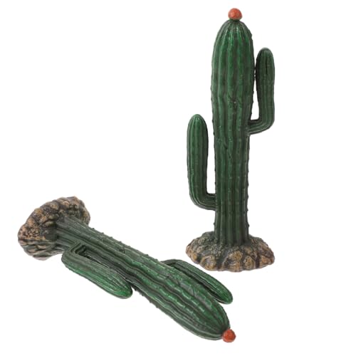 ARTSEWPLY 2 Stück Künstliche Kaktus Figurine mit Sockel PVC Miniatur Dekoration für Tisch Wohnzimmer Büro Deko Realistische Kunstpflanze Indoor Ornamente von ARTSEWPLY