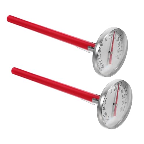ARTSEWPLY 2 Stück Mechanisches Auto Klimaanlagen Thermometer Innenraum Uhr für Fahrzeug Dekoration Einfache Montage ohne Batterie Rot von ARTSEWPLY