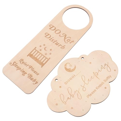 ARTSEWPLY 2 Stück Sleeping Hanging Sign aus Holz Teilig Dekoratives Schild für Schlafende Langlebiges Türschild zur Shower Einfache Montage für Kinderzimmer und Haustür von ARTSEWPLY