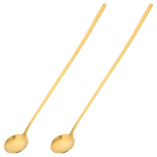 ARTSEWPLY 2 Stück Teiliges Edelstahl Dessertlöffel Kaffeelöffel mit Langem Griff Langlebig Spülmaschinenfest für Kaffee Tee und Desserts Zuhause Büro und Geeignet Goldfarben von ARTSEWPLY