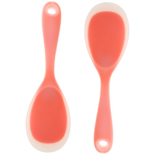 ARTSEWPLY 2 Stück Teiliges Silikon Reislöffel Verschleißfest Ergonomisch Geformt Spülmaschinenfest Wiederverwendbar Transparente Orange Küchenhelfer für Reis und Haushalt von ARTSEWPLY