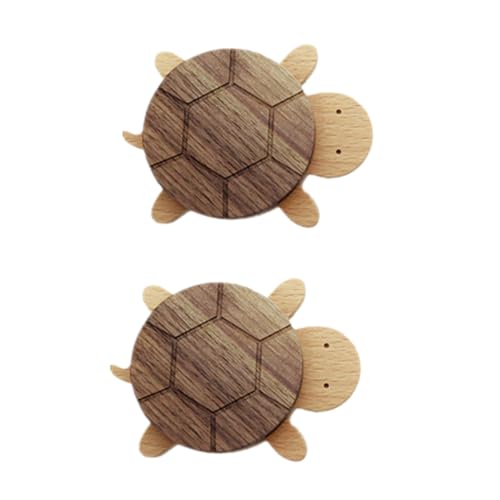 ARTSEWPLY 2 Stück Turtle Shape Kleiderhaken aus Holz No punch Wandhaken mit Hoher Tragkraft Multifunktionale Schubladengriffe Abgerundete Kanten für Garderobe Bad Zufällige Zufällige Farbe von ARTSEWPLY