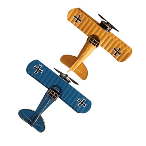 ARTSEWPLY 2 Stück Vintage Metall Flugzeug Modell Deko Ornament für Regal Schreibtisch Büro für Flugzeugliebhaber und Kreative Retro Flugzeug Dekoration von ARTSEWPLY