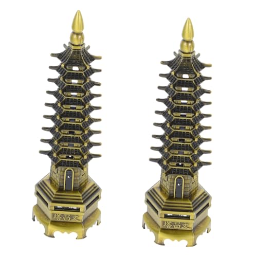 ARTSEWPLY 2 Stück Wenchang Turm Ornament aus Zinklegierung Chinesische Desktop Deko Kompakt und Robust Traditioneller Stil Kulturelle Sammelfigur für Zuhause und Büro von ARTSEWPLY