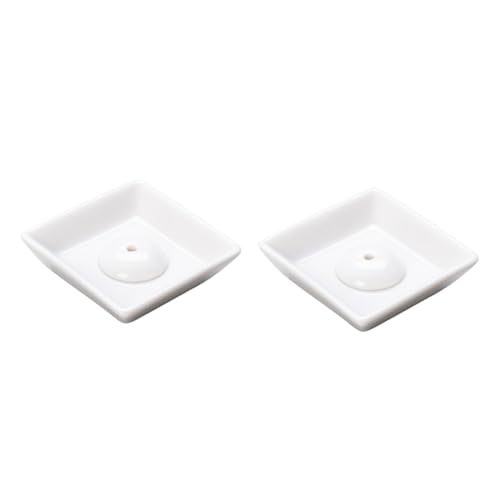 ARTSEWPLY 2 Stücke Keramik Stick Halter Teilig Japanisch Weiß Schlicht Elegant Quadratisch Rundes Design Dekorativ für Zuhause Büro und Teezeremonie Stilvoller von ARTSEWPLY