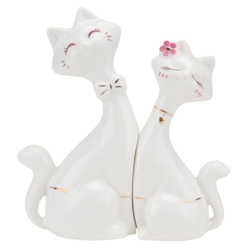 ARTSEWPLY 2 Stücke Teiliges Stilvolles Katzen Dekor aus Hochwertiger Keramik Kreative Weiße Katzenfiguren als Schicke Wohnzimmer und Tv Schrank Verzierung für Katzenliebhaber und von ARTSEWPLY