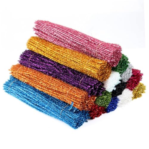 ARTSEWPLY 200 Stück DIY Glitzer Bastelstangen Schwarze Biegsame Chenille Twisted Stems für Kinderhandwerk Kreative Weihnachtsdeko Flexible Pfeifenreiniger für Bastelprojekte von ARTSEWPLY