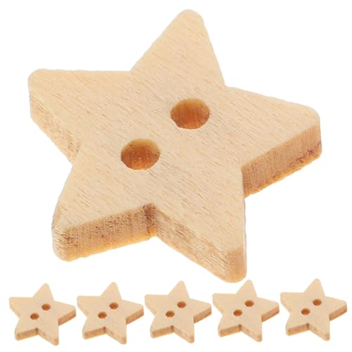 ARTSEWPLY 200 Stück Holzknöpfe Sternenform mit Löchern Natürliche Hautfreundliche Bastelknöpfe für Nähen Stricken Scrapbooking und DIY Dekoration von ARTSEWPLY