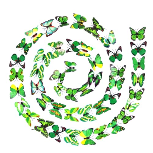 ARTSEWPLY 200 Stück Schmetterling Deko Kunststoff Realistische Modelle Grün Doppelseitig Selbstklebend für Gartendeko und Bastelbedarf von ARTSEWPLY